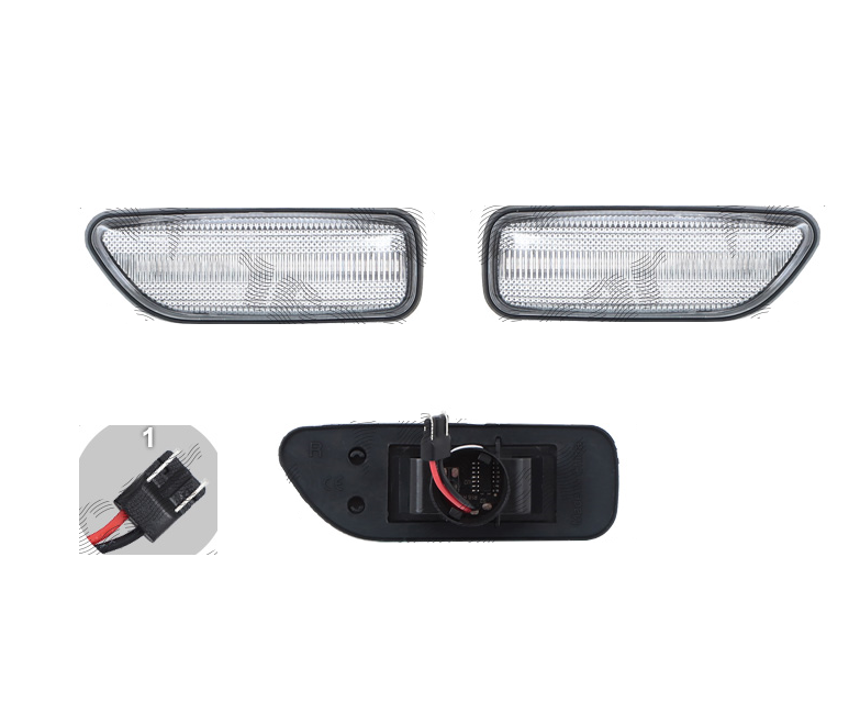 Set lampa semnalizare laterala VOLVO S60 (RS), 11.2000-2010; S80 (TS/XT), 05.1998-04.2006; V70 (P80), 04.2000-2007; XC70 (SW), 03.2000-2007; XC90 (C_/P28), 10.2002-2015, LED; transparent; TUNING,