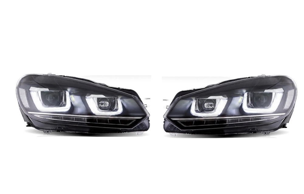 Set faruri VW GOLF VI (5K), 10.2008-, dynamic indicator; cu LED daytime running light; D2S; electrical; negru; fara becuri; TUNING; Omologare ECE; halogen,