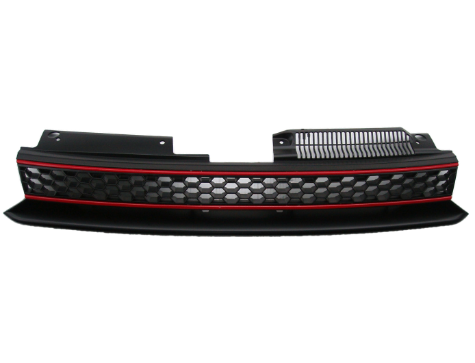 Grila masca fata fata VW GOLF VI (5K), 10.2008-2016 Model : GTI, cu banda rosu; negru; fara emblema; TUNING,