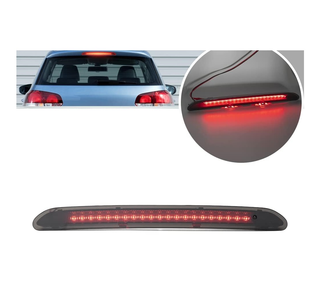 Stop suplimentar frana spate SEAT TARRACO, 10.2018-, VW GOLF VI (5K), 10.2008-; GOLF VI PLUS, 01.2009-; GOLF VII (5K), 10.2012-; POLO (6R); POLO, 09.2017-; TIGUAN, central, LED; carcasa rosie, fumuriu; cu duza spalator; TUNING,