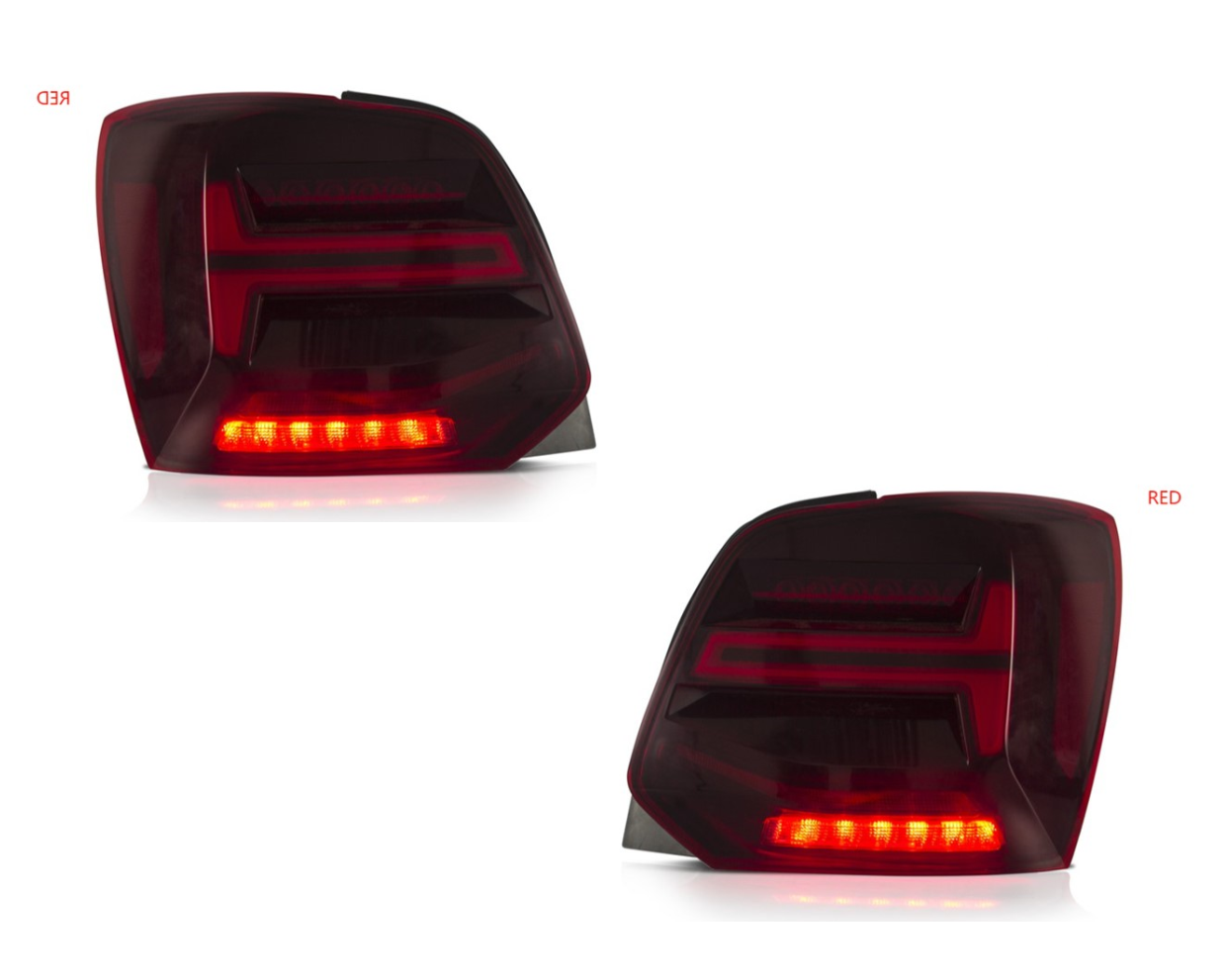 Set lampa spate VW POLO (6R), 2011-12.2017, partea stanga, dynamic indicator; LED; rosu; TUNING,