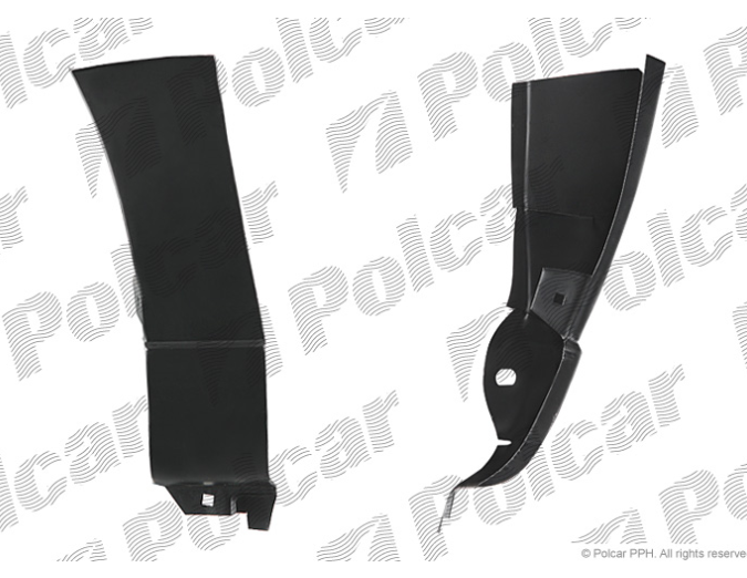 Segment aripa fata fata VW GOLF III (1H), 08.1991-04.1999 Hatchback, Estate, partea stanga, spate; metal galvanizat; forma interioara acoperind pasaj roata si montant; sub ornamentul lateral de pe linia caroseriei,