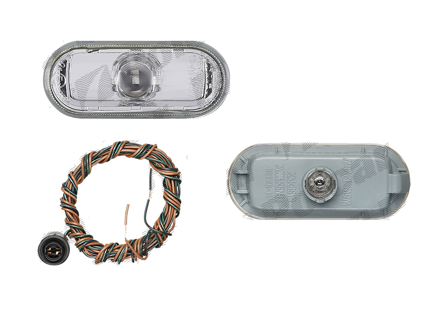 Set 2 buc lampa semnalizare laterala fata FORD Galaxy (WGR), Seat Alhambra (7V9), Arosa (6H), Exeo (3R), Ibiza/Cordoba (6L); Leon (1M1), Toledo (1M2); VW Bora, Caddy II, Fox, Passat (B5), Polo (6N/9N), Sharan (7M), (T5) , WY5W; crom, transparent,