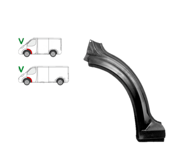 Segment reparatie aripa fata exterior fata VW TRANSPORTER (T4)/CARAVELLE/MULTIVAN, 07.1990-03.2003, partea stanga, spate; metal; exterior element,
