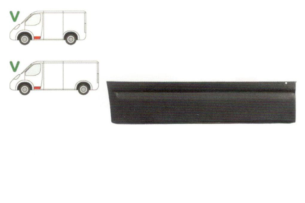 Panou reparatie usa fata VW TRANSPORTER (T4)/CARAVELLE/MULTIVAN, 07.1990-03.2003, partea stanga, inferior; pana la prima linie a caroseriei; inaltime 190 mm,