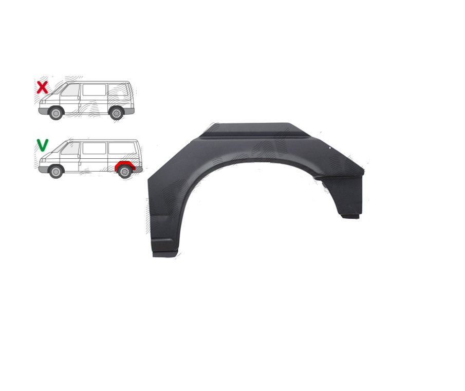 Segment reparatie aripa spate VW TRANSPORTER (T4)/CARAVELLE/MULTIVAN, 07.1990-03.2003, partea stanga, lung, lung,