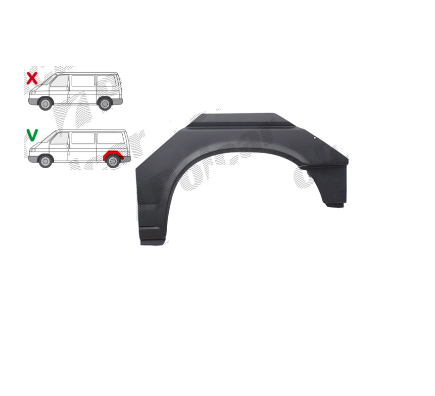 Segment reparatie aripa spate VW TRANSPORTER (T4)/CARAVELLE/MULTIVAN, 07.1990-03.2003, partea dreapta, lung, lung,