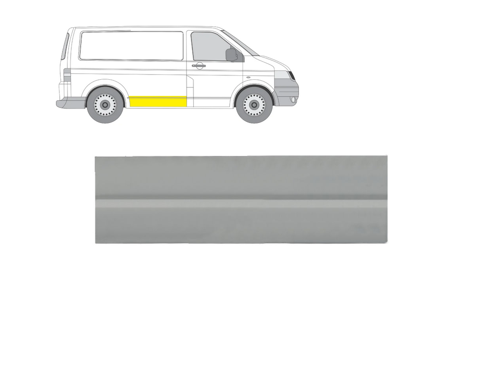 Panou reparatie usa VW TRANSPORTER/MULTIVAN (T5), 04.2003-2015, partea dreapta, metal galvanizat; usa culisanta; lungime 1185, inaltime 200 mm,