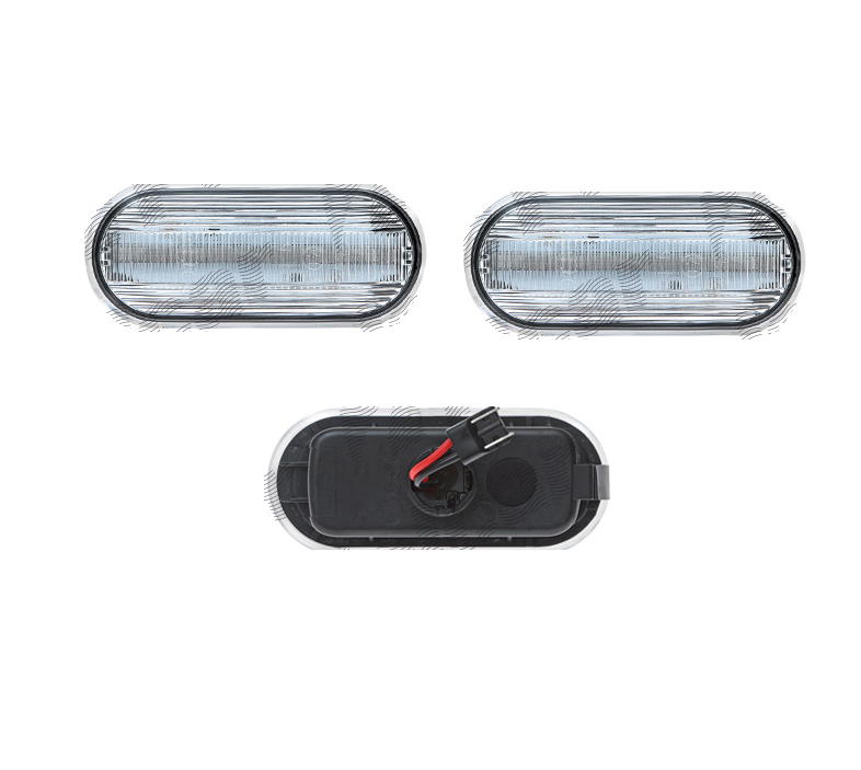 Set lampa semnalizare laterala FORD C-MAX, Fiesta, Focus II, Fusion; SEAT Alhambra, Arosa, Ibiza/Cordoba, Leon, Mii; SKODA Citigo; VW Amarok, Bora, Golf IV, Jetta, Lupo, Passat (B5), Polo (9N), Sharan, (T5), Up! LED; transparent; TUNING,
