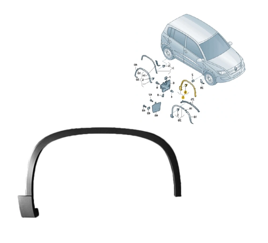 Bandou aripa, ornament fata VW TIGUAN (5N2), 04.2011-05.2016, model : Trend&amp;Fun, partea dreapta, cu capse,
