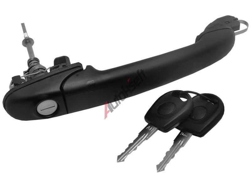 Maner usa exterior usa fata VW CADDY II (9U/9KV), 11.1995-01.2004; POLO (6KV) CLASSIC/ESTATE, 11.1995-06.2001; POLO (6N/6N2) HB, 10.1994-2001, partea stanga=dreapta, cu keys; cu 1 cilindru usa; usa fata,