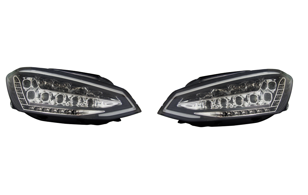 Set faruri tuning VW GOLF VII (5K), 10.2012-2017, LED; manual; negru, transparent; TUNING; LED,