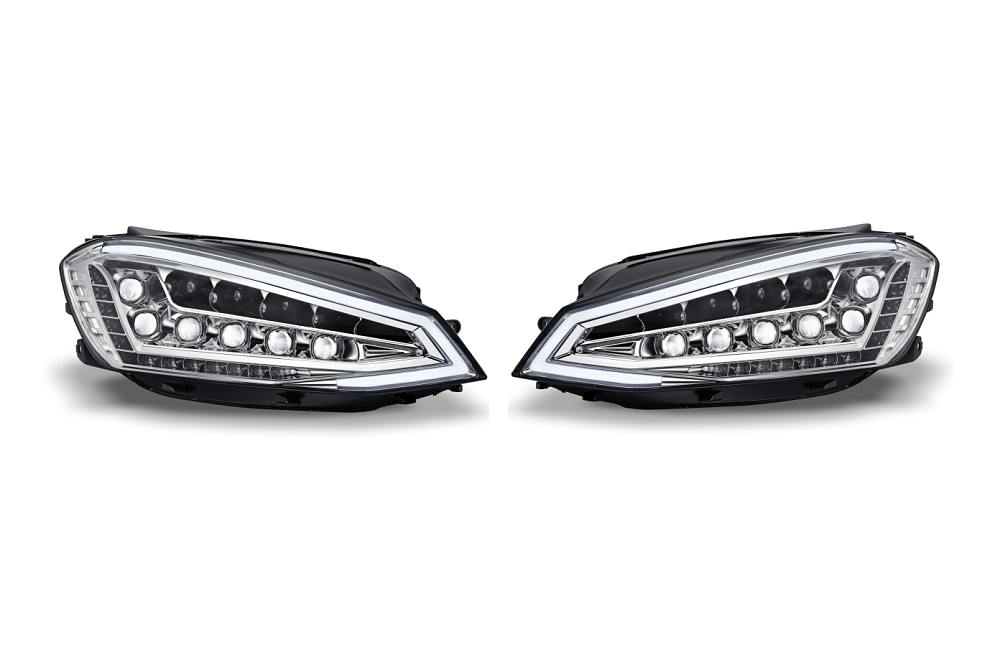 Set faruri tuning VW GOLF VII (5K), 10.2012-2017, LED; manual; crom, transparent; TUNING; LED,