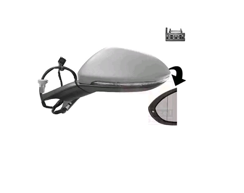 Oglinda usa exterioara VW GOLF VII (5K), 2013-2020, partea stanga, View Max, reglare electrica; carcasa neagra; cu incalzire; sticla asferica; sticla crom; 16 gauri / 6 pini; cu semnalizare,