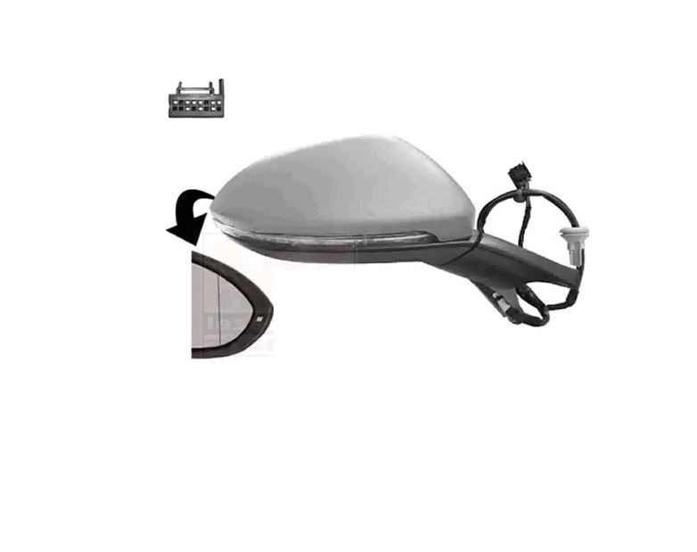 Oglinda usa exterioara VW GOLF VII (5K), 2013-2020, partea dreapta, View Max, reglare electrica; carcasa neagra; cu incalzire; sticla convexa; sticla crom; cu memorie; 16 gauri / 10 pini; cu semnalizare,