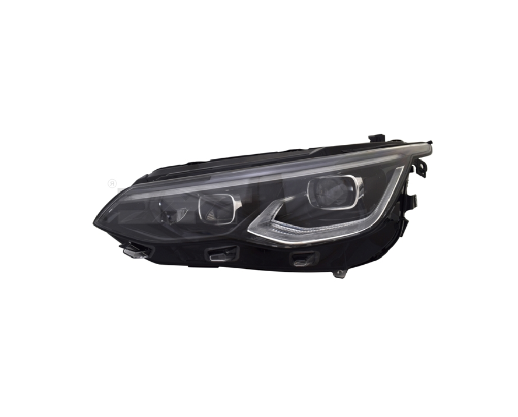 Far VW GOLF VIII, 11.2019-, partea stanga, TYC, lense; cu LED daytime running light; LED; electrical; negru rim; fara unitate control LED; cu motor; LED; fara IQ.LIGHT mark,