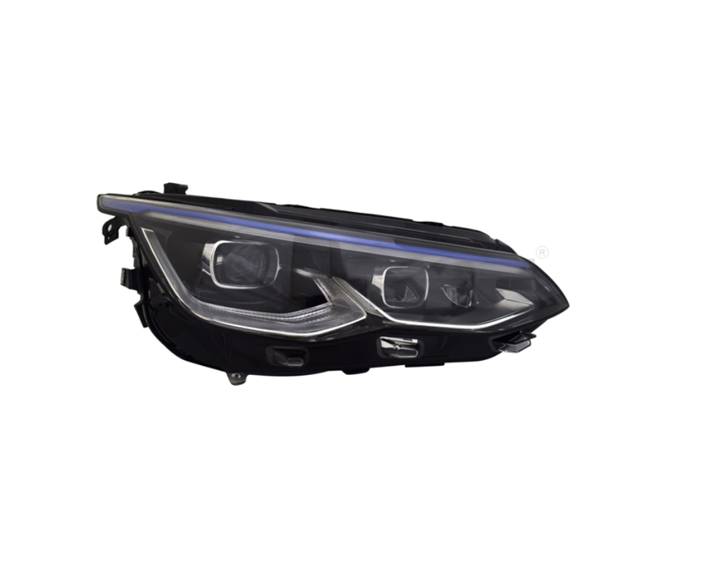 Far VW GOLF VIII, 11.2019-, partea dreapta, TYC, lense; cu LED daytime running light; LED; electrical; blue frame; fara unitate control LED; cu motor; LED; fara IQ.LIGHT mark,