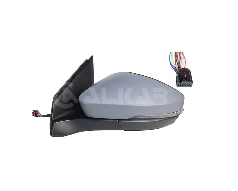 Oglinda usa exterioara VW T-CROSS, 01.2019-, partea stanga, View Max, reglare electrica; grunduit; cu incalzire; sticla asferica; sticla crom; 16 gauri / 8 pini; cu LED indicator,