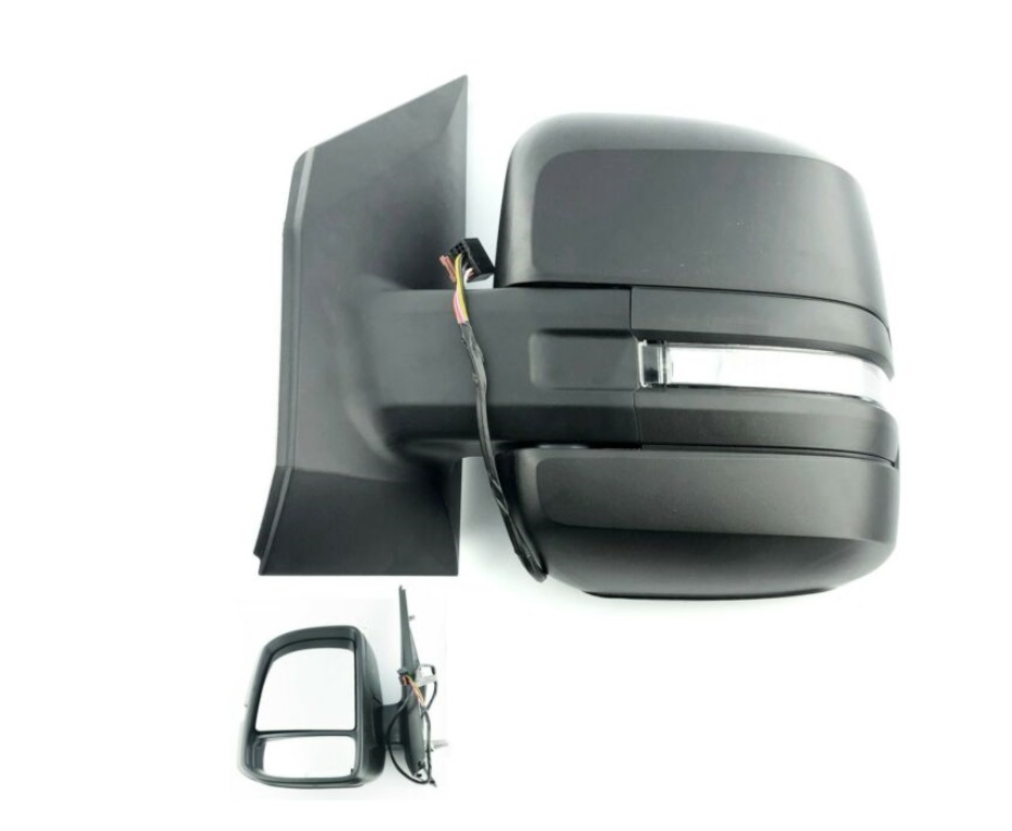 Oglinda usa exterioara MAN TGE, 11.2016-, VW CRAFTER, 02.2017-; TRANSPORTER/MULTIVAN (T6), 2017-, partea stanga, View Max, reglare electrica; carcasa neagra; cu incalzire; sticla convexa; sticla crom; 16 gauri / 6 pini; cu LED indicator,