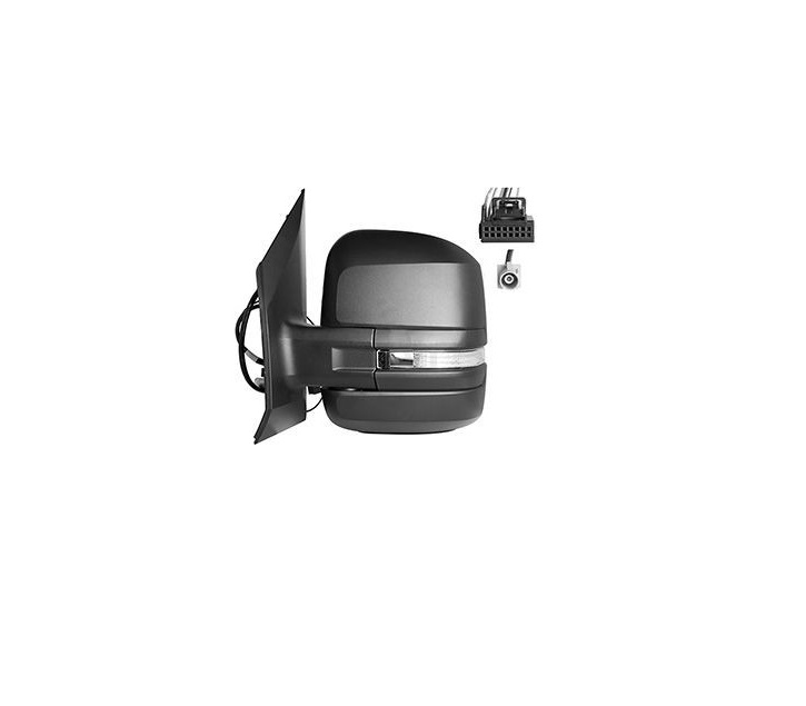Oglinda usa exterioara MAN TGE, 11.2016-, VW CRAFTER, 02.2017-; (T6), 2017-, stanga, View Max, electrica; carcasa neagra; cu incalzire; convexa; sticla crom; pliabila electric; 16 gauri / 8 pini+2 pini; cu LED indicator; asistenta laterala,