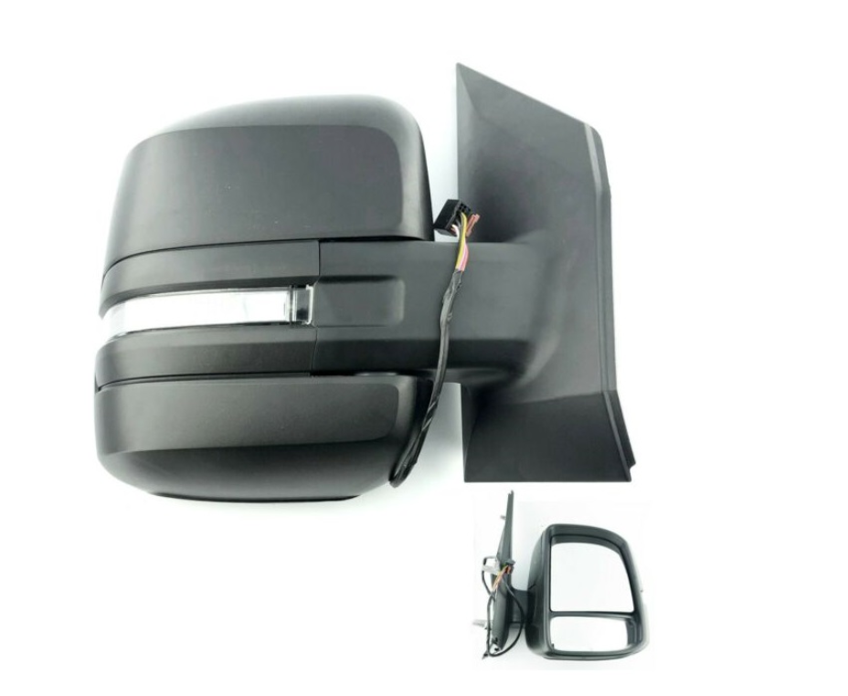 Oglinda usa exterioara MAN TGE, 11.2016-, VW CRAFTER, 02.2017-; TRANSPORTER/MULTIVAN (T6), 2017-, partea dreapta, View Max, reglare electrica; carcasa neagra; cu incalzire; sticla convexa; sticla crom; 16 gauri / 6 pini; cu LED indicator,