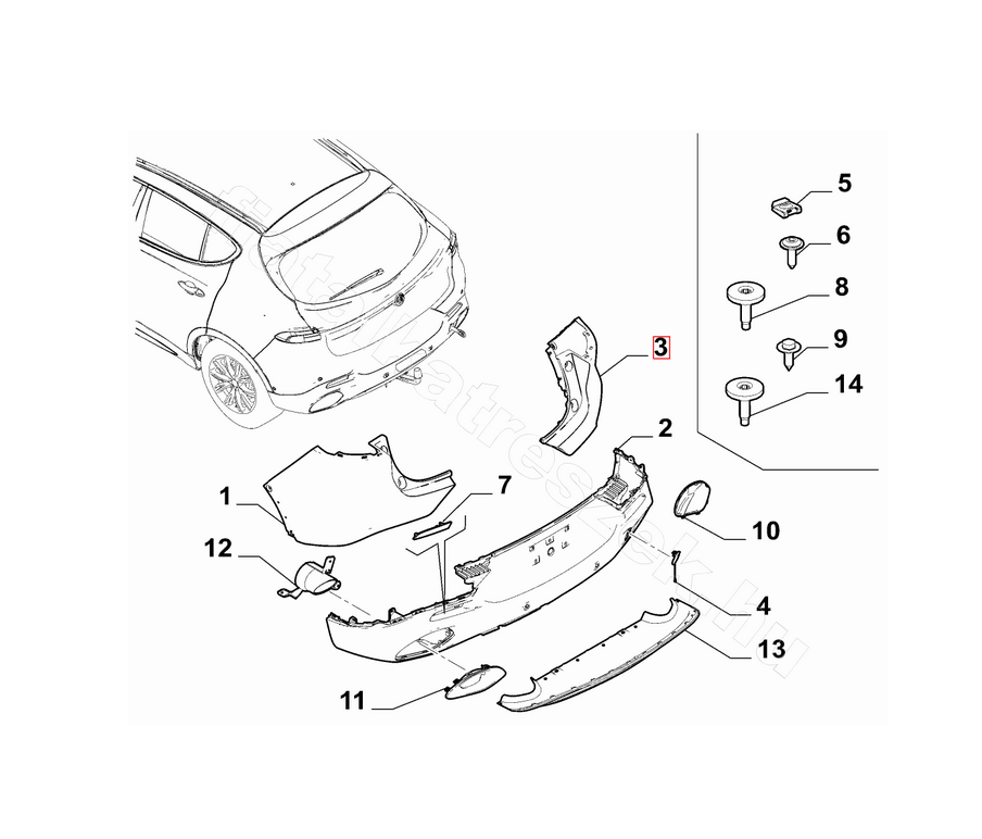 Capac bara spate ALFA ROMEO TONALE, 04.2022-, partea dreapta, original,
