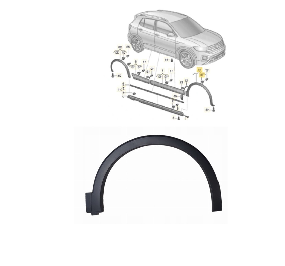 Bandou aripa, ornament fata VW T-CROSS, 01.2019-, partea dreapta, original,