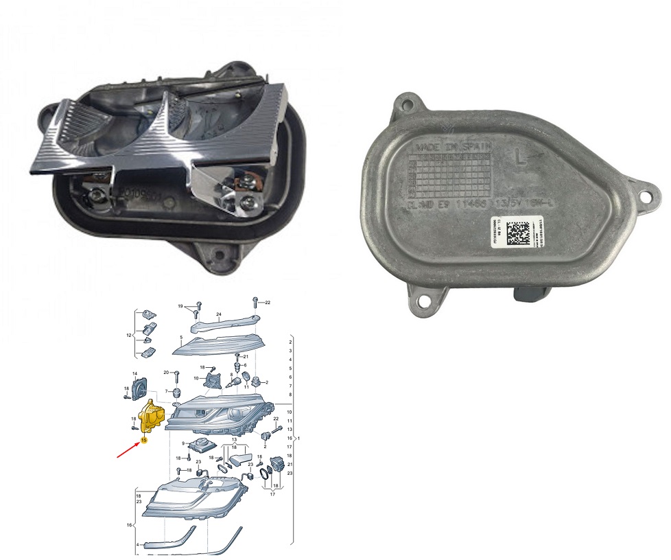 Modul LED VW ARTEON, 06.2017-, partea stanga, original, pentru sistemul de iluminare statica in viraje; LED,