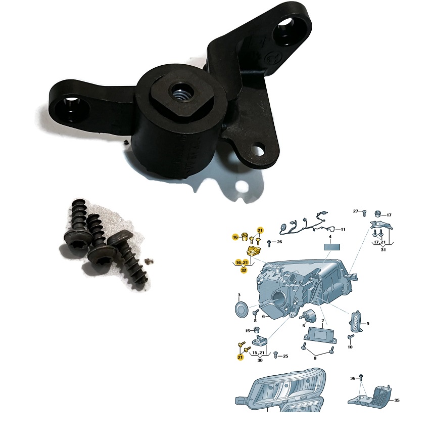 Set reparatie far SKODA KAROQ, 08.2017-04.2022; KAROQ, 02.2022-, partea stanga, original, cu suruburi de montare; superior,