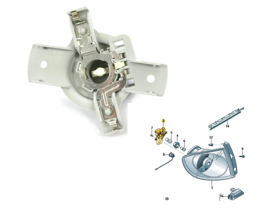 Suport bec Lampa spate SEAT ALTEA (5P1/5P5), 03.2004-05.2015; TOLEDO (5P2), 10.2004-09.2009, partea stanga=dreapta, original, P21W,