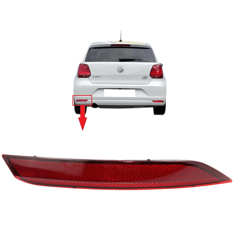Catadioptru reflectorizant spate VW POLO (6R), 2015-12.2017 model Hatchback, partea stanga, original,