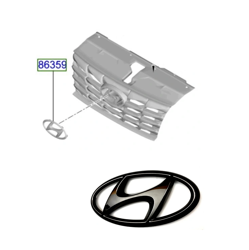 Emblema grila fata HYUNDAI TUCSON, 10.2020-, original, negru lucios,