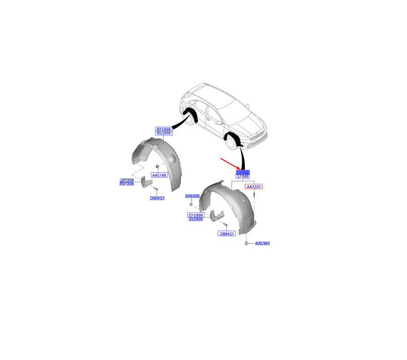 Carenaj aripa interioara punte fata KIA PROCEED (CD), 2021-, partea dreapta, original,