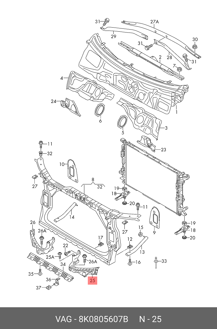 Suport fixare far AUDI A4/S4 (B8), 11.2011-12.2015, partea stanga, original, superior,