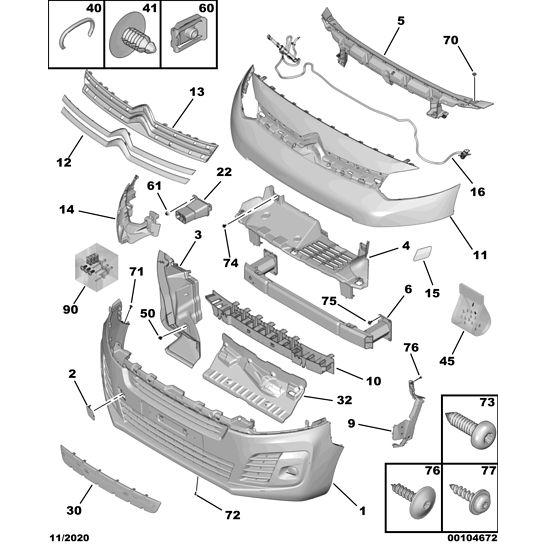 Traversa suport bara de protectie fata CITROEN JUMPY/SPACETOURER, 06.2016-; FIAT SCUDO, 12.2021-; OPEL VIVARO, 03.2019-; ZAFIRA LIFE, 08.2019-; PEUGEOT EXPERT/TRAVELLER, 06.2016-; TOYOTA PROACE/VERSO, 06.2016-12.2023, original, inferior,