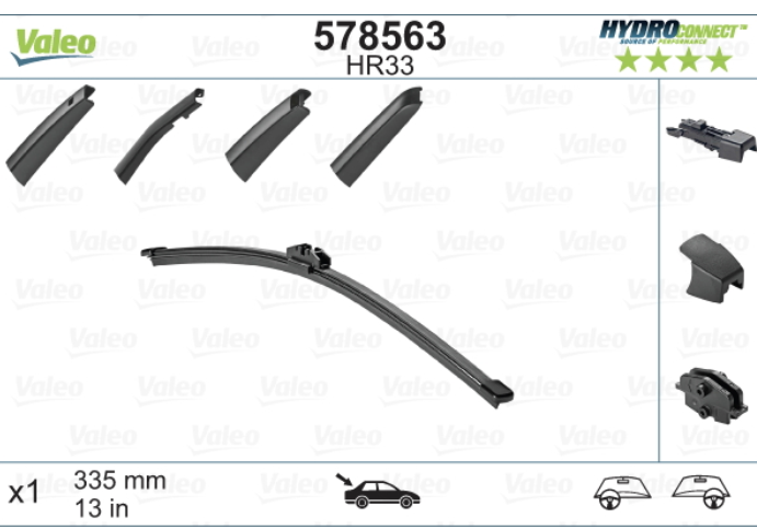 Lama Stergator hydroconnect spate AUDI A3, BMW Seria 1, X1, X3, X5, FORD GALAXY, LAND ROVER DISCOVERY, MERCEDES Clasa B, CLA, CLS, E, VW GOLF, PASSAT, VOLVO S90, XC40, 335 mm,