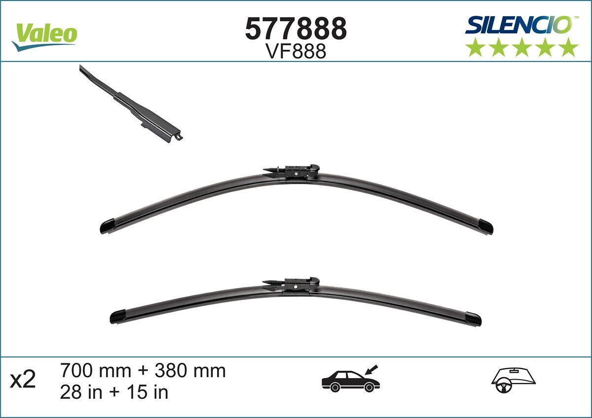 Set 2 buc. stergatoare parbriz Silencio FORD TRANSIT/TOURNEO COURIER, 05.2014-06.2024, 700+380 mm,