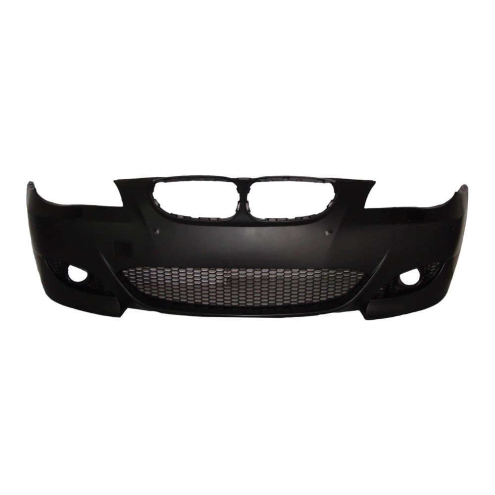 Set bara fata BMW Seria 5 (E60/E61), 2007-06.2010, cu gauri spalator si 4 senzori parcare; grunduit, de vopsit; type M5; cu grile inferioare; cu 4 gauri senzori diametru fi= 18mm; cu gauri lampa ceata; TUNING,