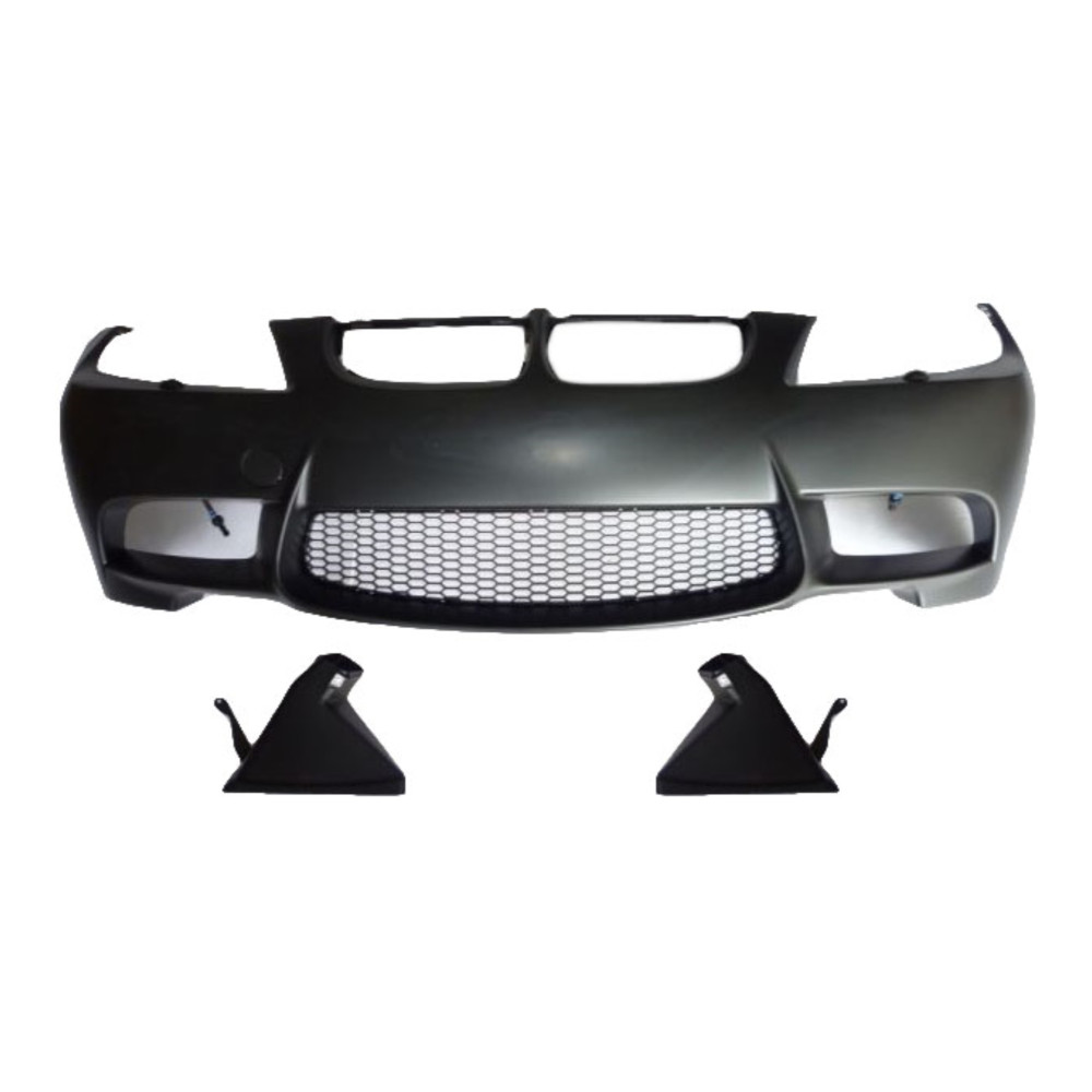 Set bara fata BMW Seria 3 (E90/E91), 11.2004-08.2008, grunduit, de vopsit; type M3; cu grila inferiorae; cu headlamp washer nozzles, cu conducte de aer cu frana; TUNING,