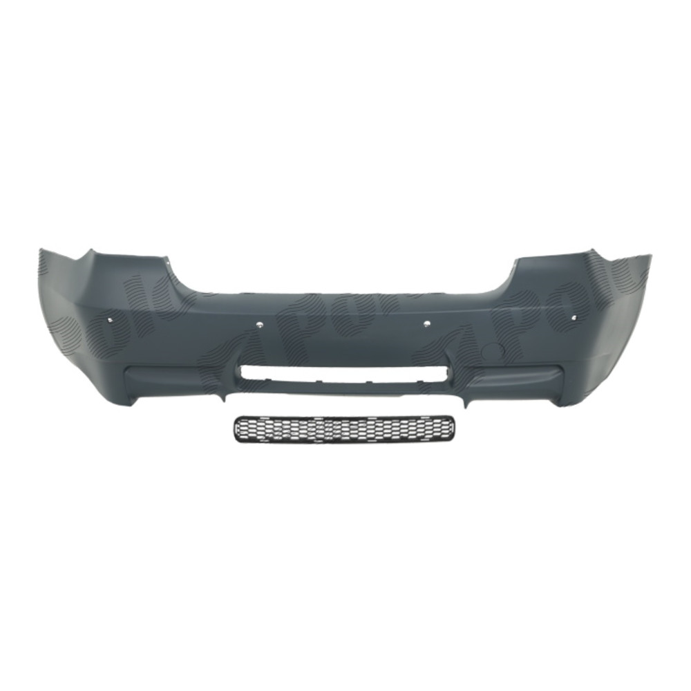 Set bara spate BMW Seria 3 (E90/E91), 11.2004-06.2012 model Sedan, cu gauri senzori parcare; grunduit, de vopsit; type M3; cu grila inferiorae; cu gauri pentru conducte de evacuare dublu; TUNING,