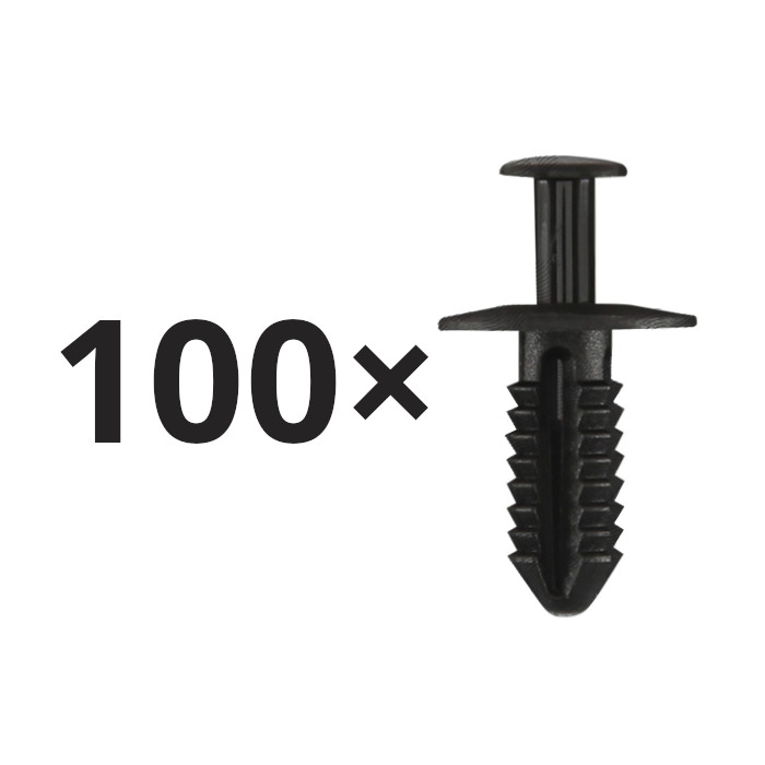 Set 100 clema fixare plastic Mercedes Clasa C (W203, W204, W205, Cl203), Clasa CLA (C117), Clasa E (W210, W211), Clasa ML (W164), Vaneo (W414), Vito/Viano (W639), W124/E-Class, interior aripa