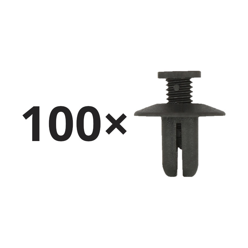 Set 100 clema fixare plastic Chevrolet Aveo, Captiva, Lacetti, Matiz, Spark, Daewoo, Hyundai Accent, Elantra, Getz, i10, i20, i30, Santa Fe, Sonata, Tucson, Kia Ceed, Picanto, Rio, Sportage, Opel Antara, ornamente praguri exterioare, fittings at ends