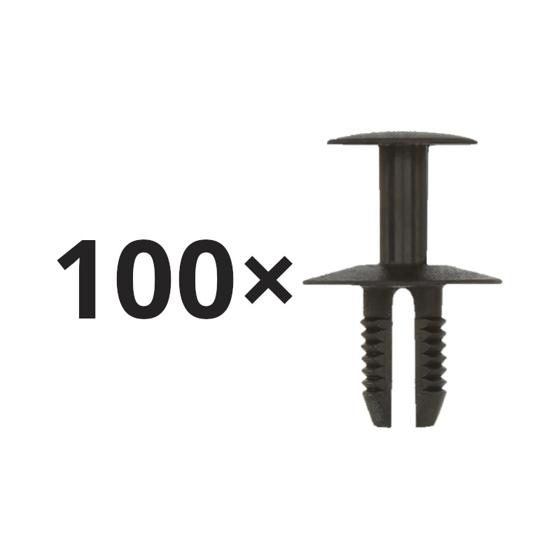 Set 100 clema fixare plastic Audi, Bmw, Mercedes, Mini, Mitsubishi, Vw, Volvo, sub scut motor