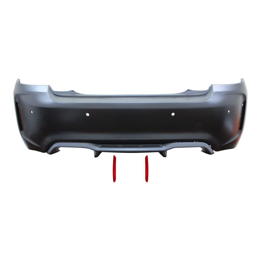 Set bara spate BMW Seria 2 (F22), 03.2014-07.2021, cu catadioptri, cu gauri senzori parcare; grunduit, de vopsit; type M2; cu spoiler; cu gauri pentru conducte de evacuare dublu; TUNING,