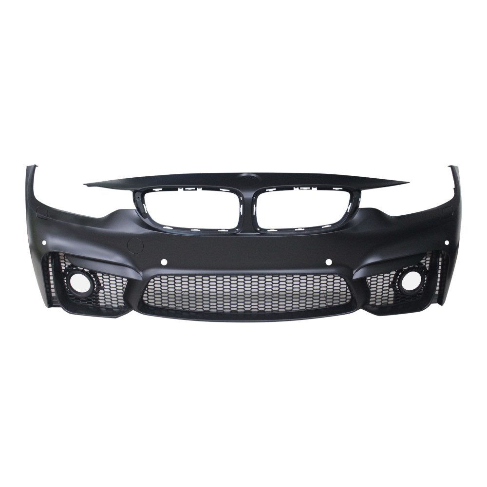 Set bara fata BMW 4/4 GC (F32/F33/F36/F82/83), 12.2013-, cu 4 gauri spalator si 4 senzori parcare; grunduit, de vopsit; type M4; cu grile inferioare; cu gauri lampa ceata; TUNING,
