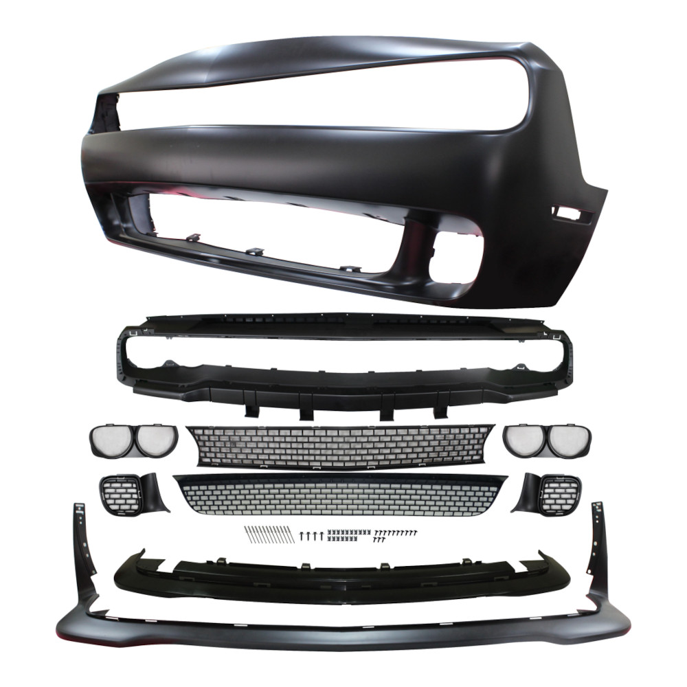 Set bara fata DODGE CHALLENGER, 09.2014-2017, grunduit, de vopsit; type SRT8; cu grile, cu spoiler; TUNING,