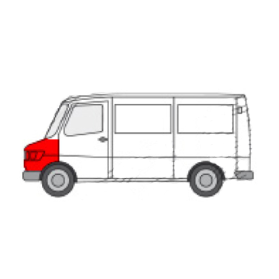 Aripa fata MERCEDES 207-410, 1977-1995, partea stanga, vopsire prin pudrare - indepartati inainte de vopsirea finala,