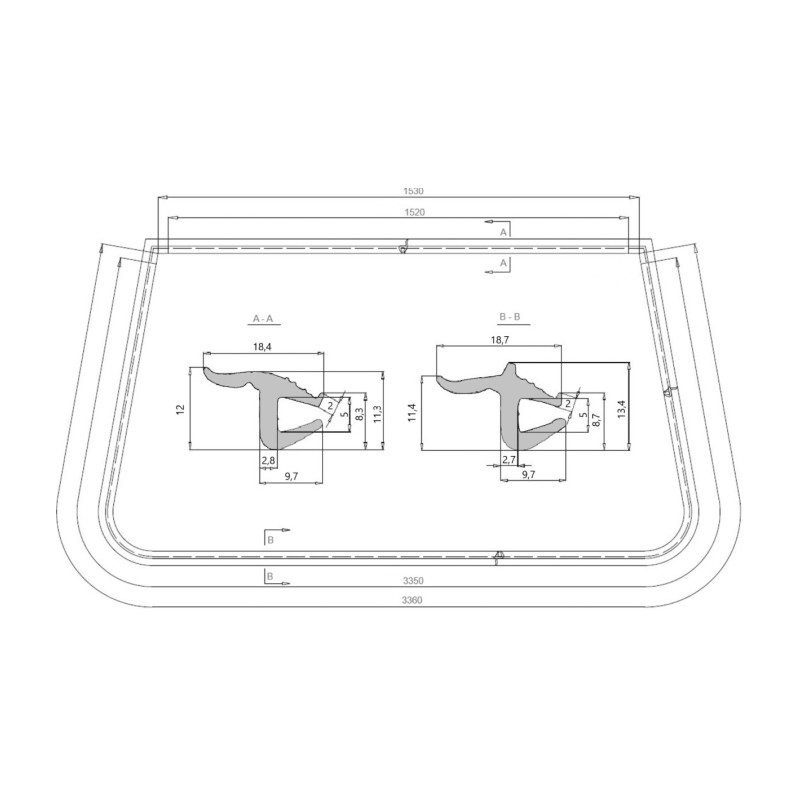 Cheder parbriz MERCEDES SPRINTER 208-414, 01.1995-12.2002, VW LT II 05.1996-12.2005 cu acoperis inaltat, polietilena (PE) + synthetic rubber (TPE); cu high roof,