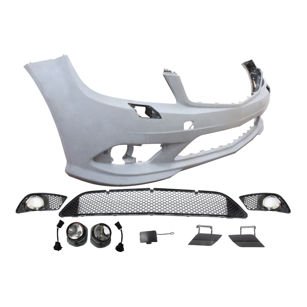 Set bara fata MERCEDES C-CLASS (W204), 03.07-03.2011, cu lampi ceata, cu gauri spalator; grunduit, de vopsit; type AMG; cu grile inferioare; cu gauri lampa ceata; TUNING,