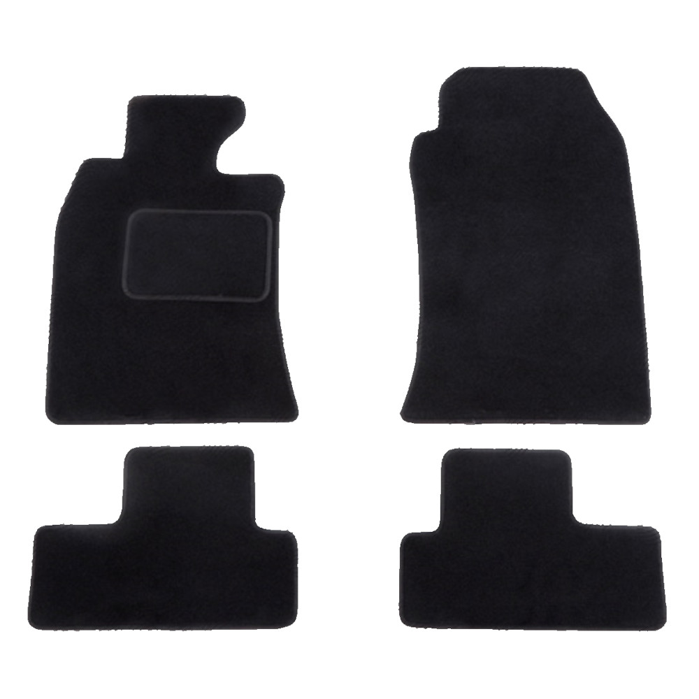 Set covorase auto mocheta Velor MINI ONE/COOPER/CABRIO (R50/R52/R53), 06.2001-07.2007; ONE/COOPER/CLUBMAN/CLUBVAN/COUPE/ROADSTER/CABRIO (R55/56/57/58/59), 07.2007-03.14, negru,